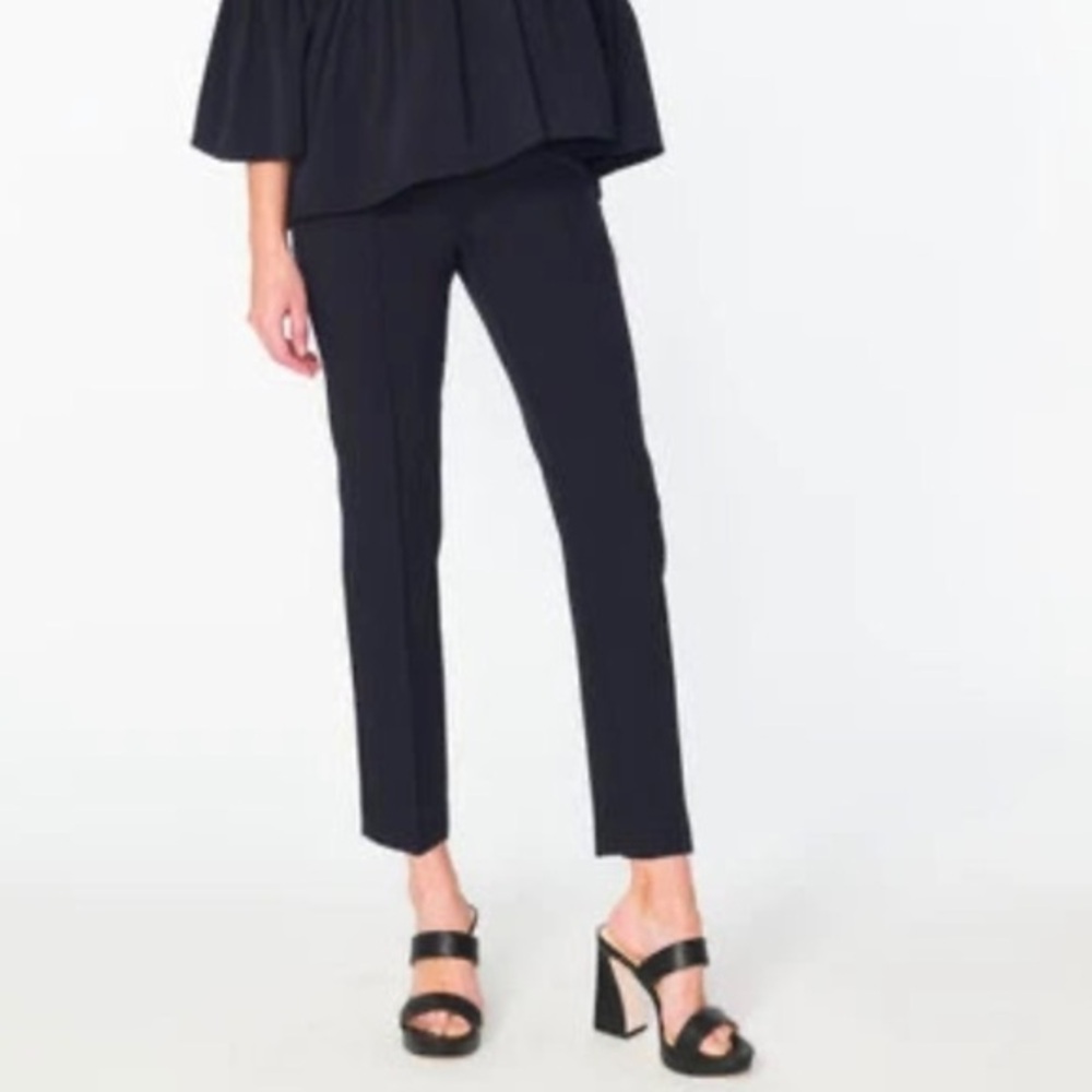 Estelle & Finn Side Zip Seamed Pant‎ Stretch Black Crepe Slim Leg